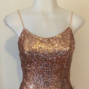Lulus Rose Gold Sparkle Cocktail Dress